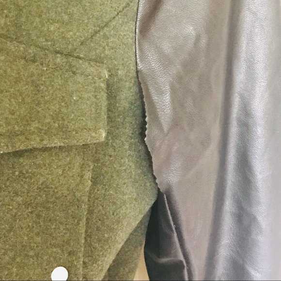 Rare L2 Faux Leather Jacket with Wool-Dark Olive - Picture 14 of 14
